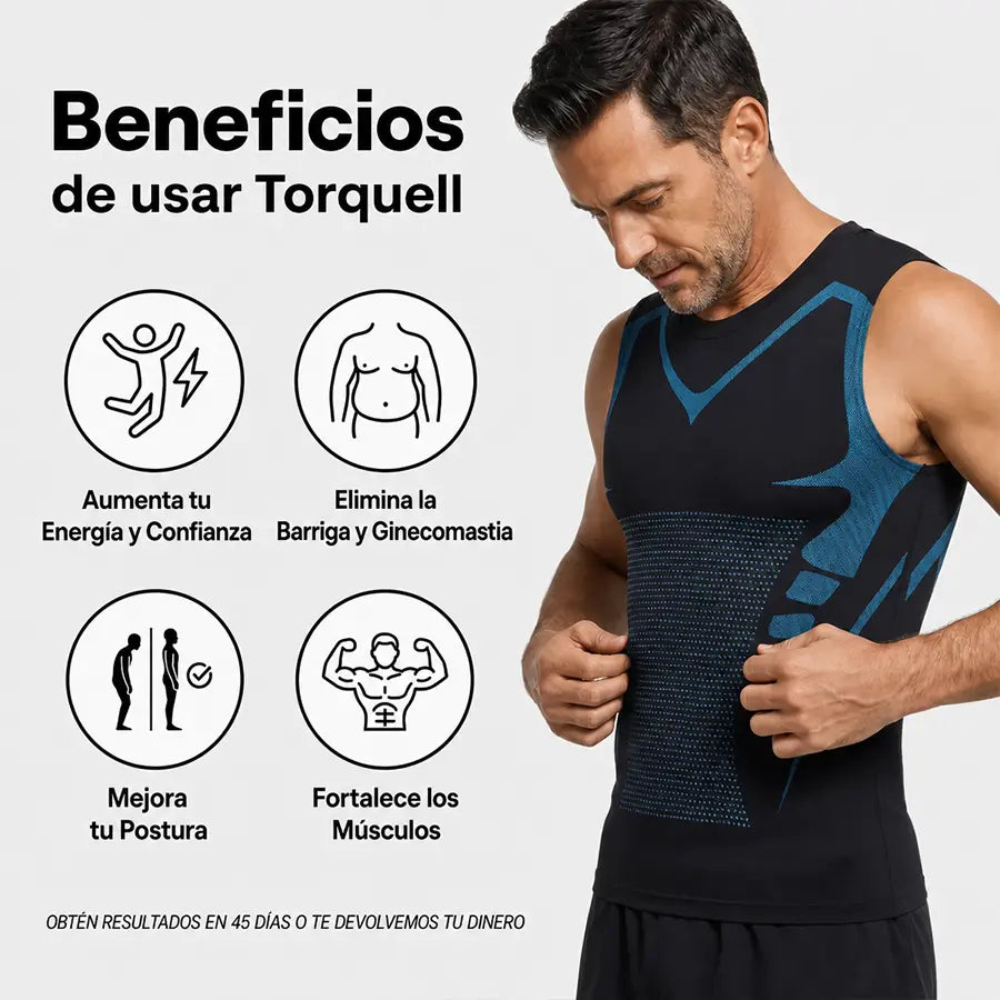Torquell™ - Camiseta de Compresión Iónica que Aplana Barriga y Pecho al Instante